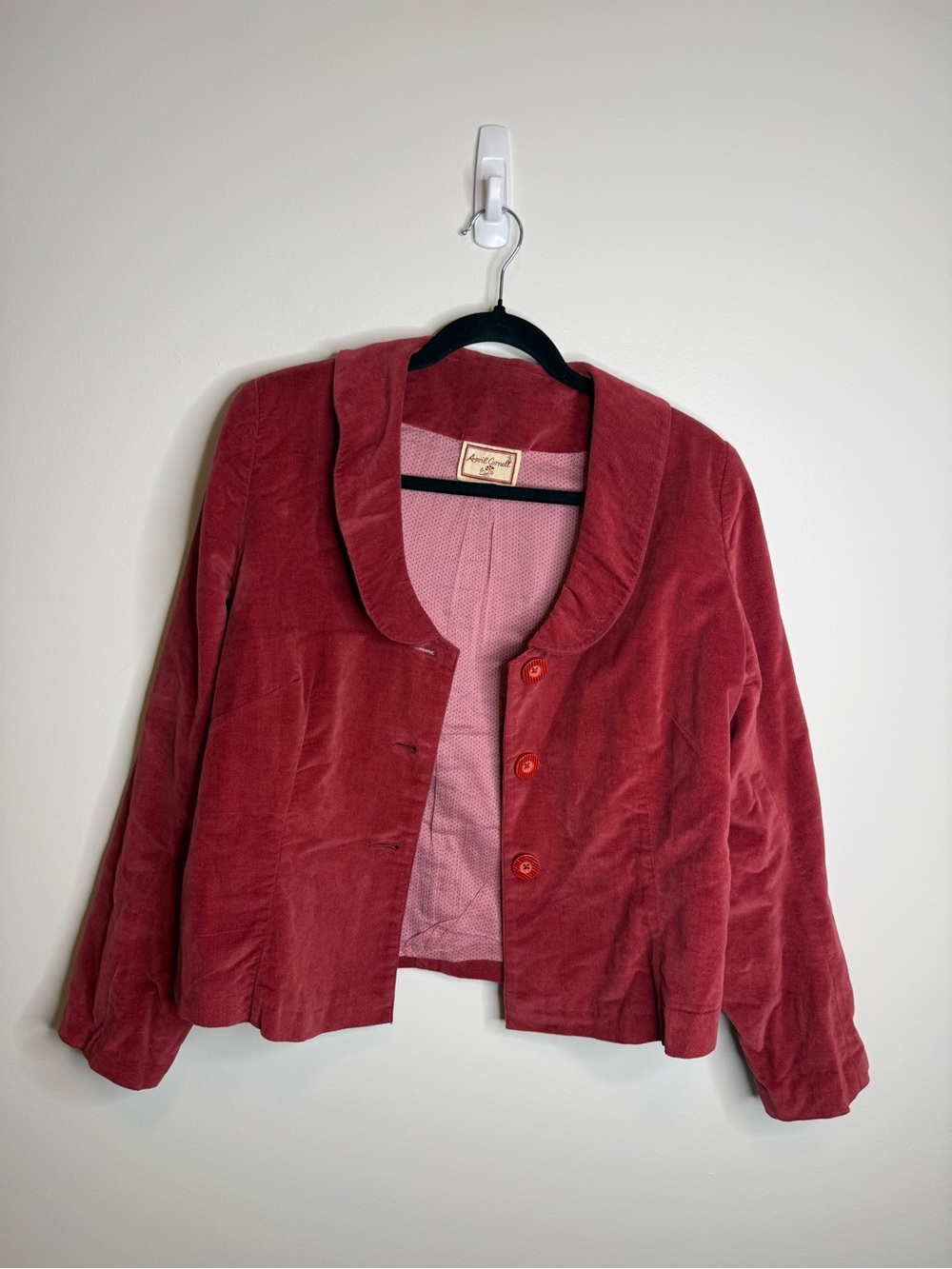 April Cornell Red Velvet Button-Front Women's Jacket size medium